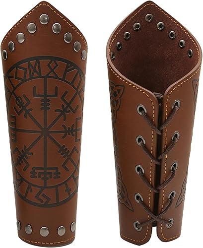 Miniatura 7 de GelConnie Guantelete de cuero pulsera vikingo de cuero protector de brazo medieval armadura brazaletes de cuero muñequeras Cosplay