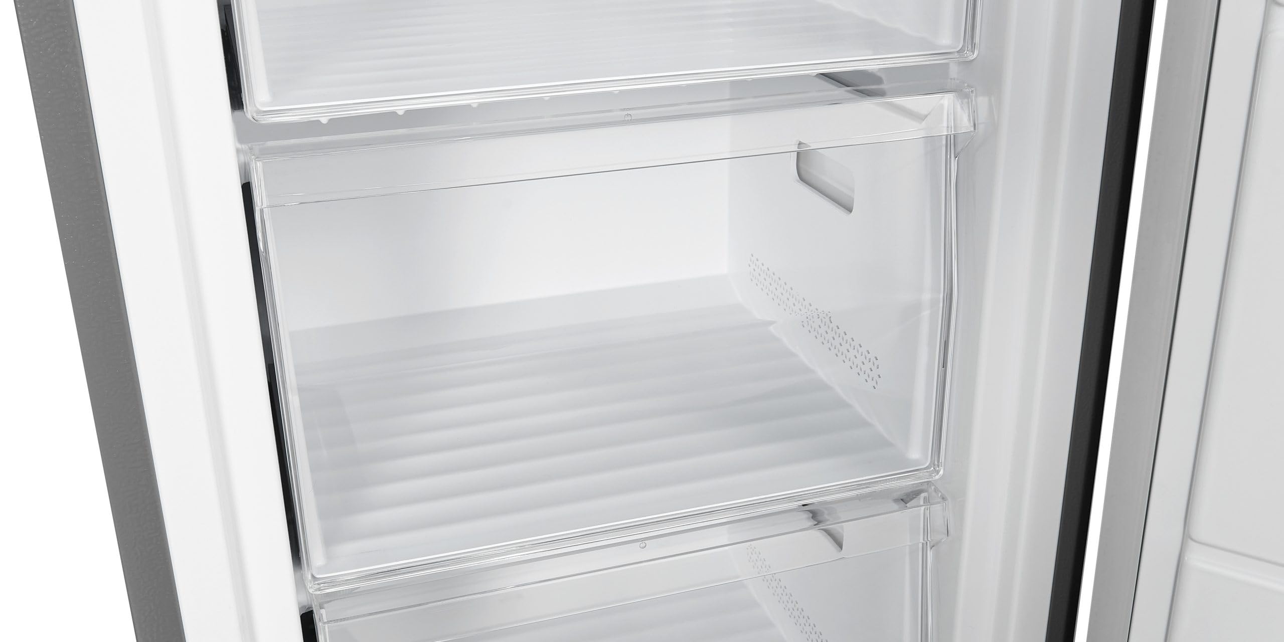 Exquisit® Congelador Vertical 204L, Color Inoxlook, Clase E, Tecnología No-Frost, Control Digital, Congelación Rápida, Puerta Reversible, Alarma Acústica Puerta Abierta, Medidas 170,0x54,5x59,5cm