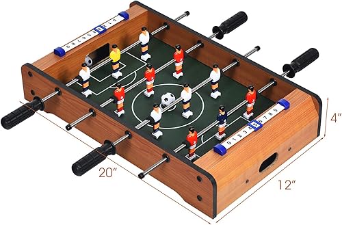Miniatura 7 de Goplus Mini mesa de futbolín, juego de fútbol de mesa portátil de 20 pulgadas con marcadores y 2 bolas, fácil montaje, mesa de fútbol para noche