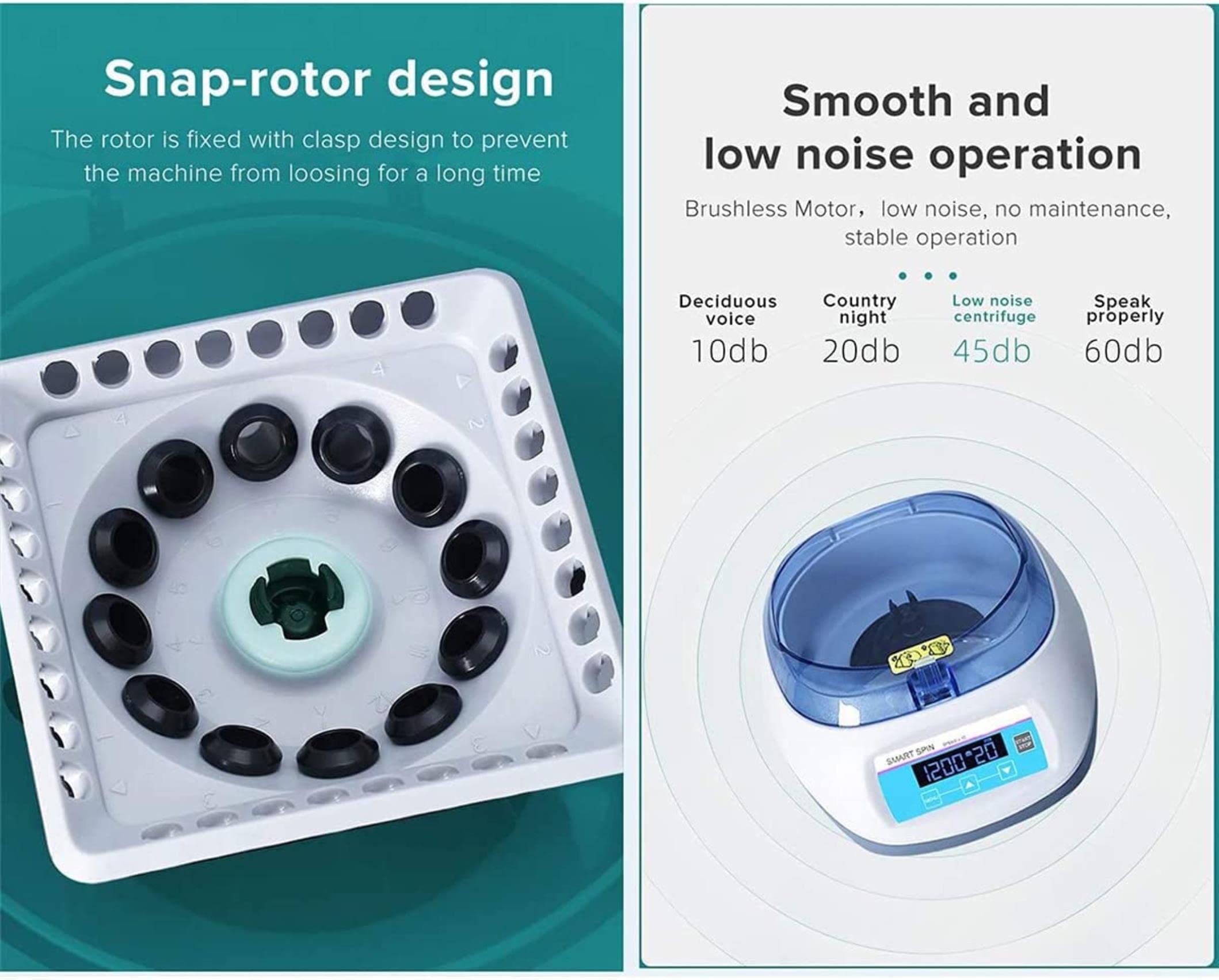 AADECOR Mini Portable Electric Centrifuge, PCR Micro Lab Centrifuge Machine with Digital Display, PRP Plasma Centrifuge Laboratory 12000RPM 0.2/0.5/1.5/2Ml Centrifuge Tube, 1-99 Min Timing