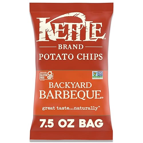 Kettle Brand Backyard Barbeque Kettle Patatas fritas, sin gluten, sin OMG, bolsa de 7.5 onzas