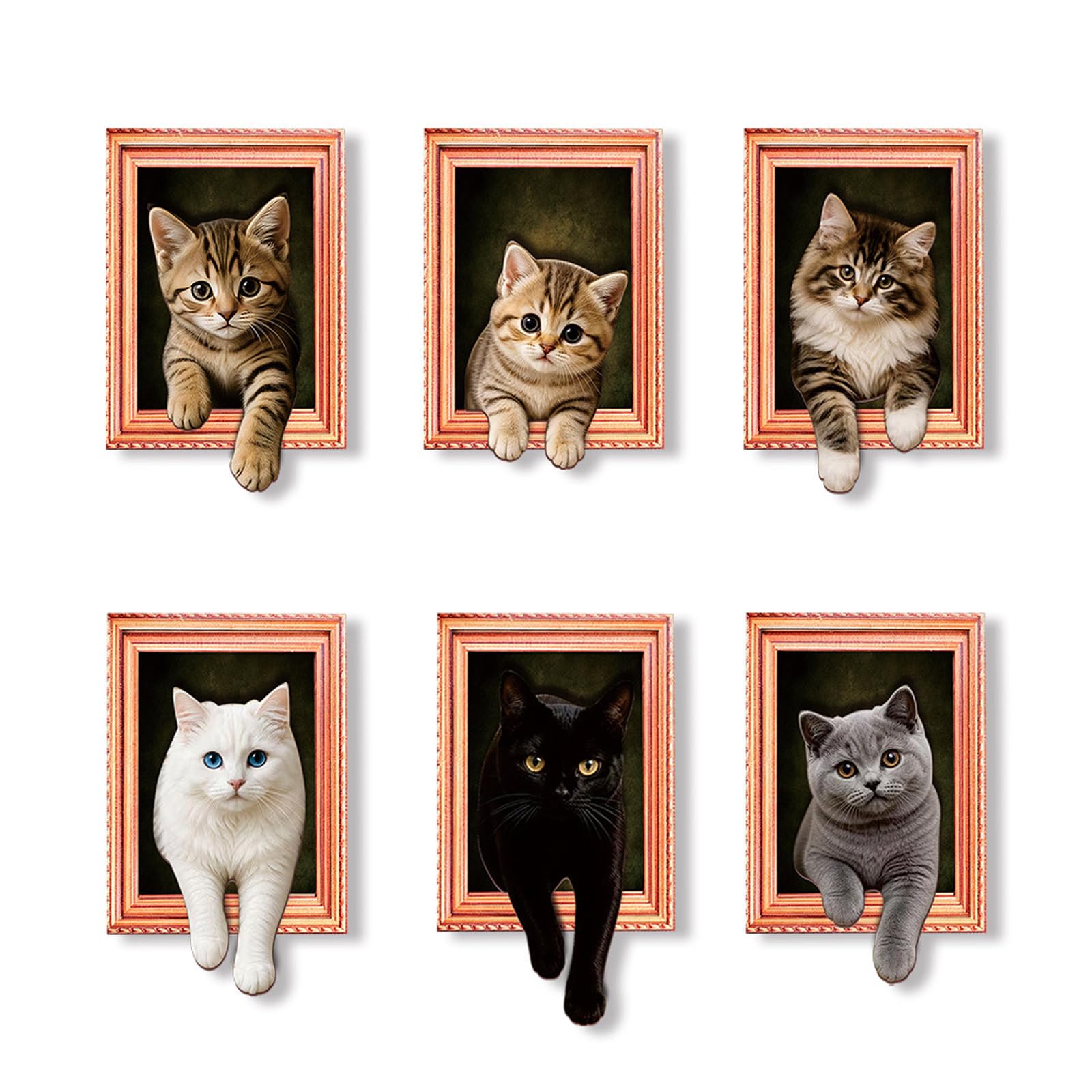 Pangboer E Fridg Magnet Wood Fram 3D Peeking Felin Decor For Refrigerator Locker Whiteboard, Charming Hom Accent Piec Refrigerator Magnet Decor Framed Felin Wood Locker Whiteboard Accent Pet Themed
