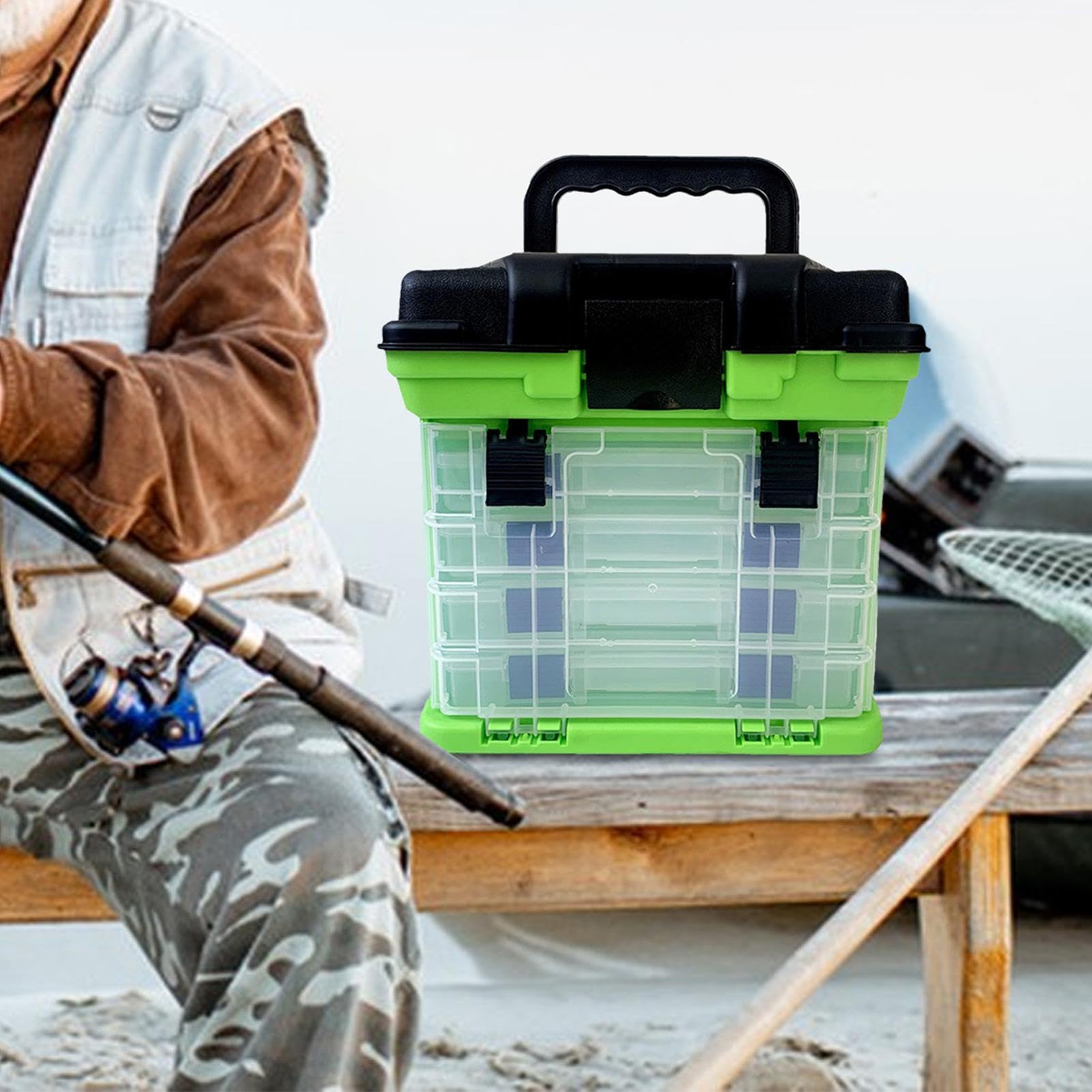 Bou00eete De Rangement Portable Avec 4 Tiroirs Pour Articles De Pu00eache U2013 Bou00eete De Rangement Multi-compartiments Pour Articles De Pu00eache En Plein Air