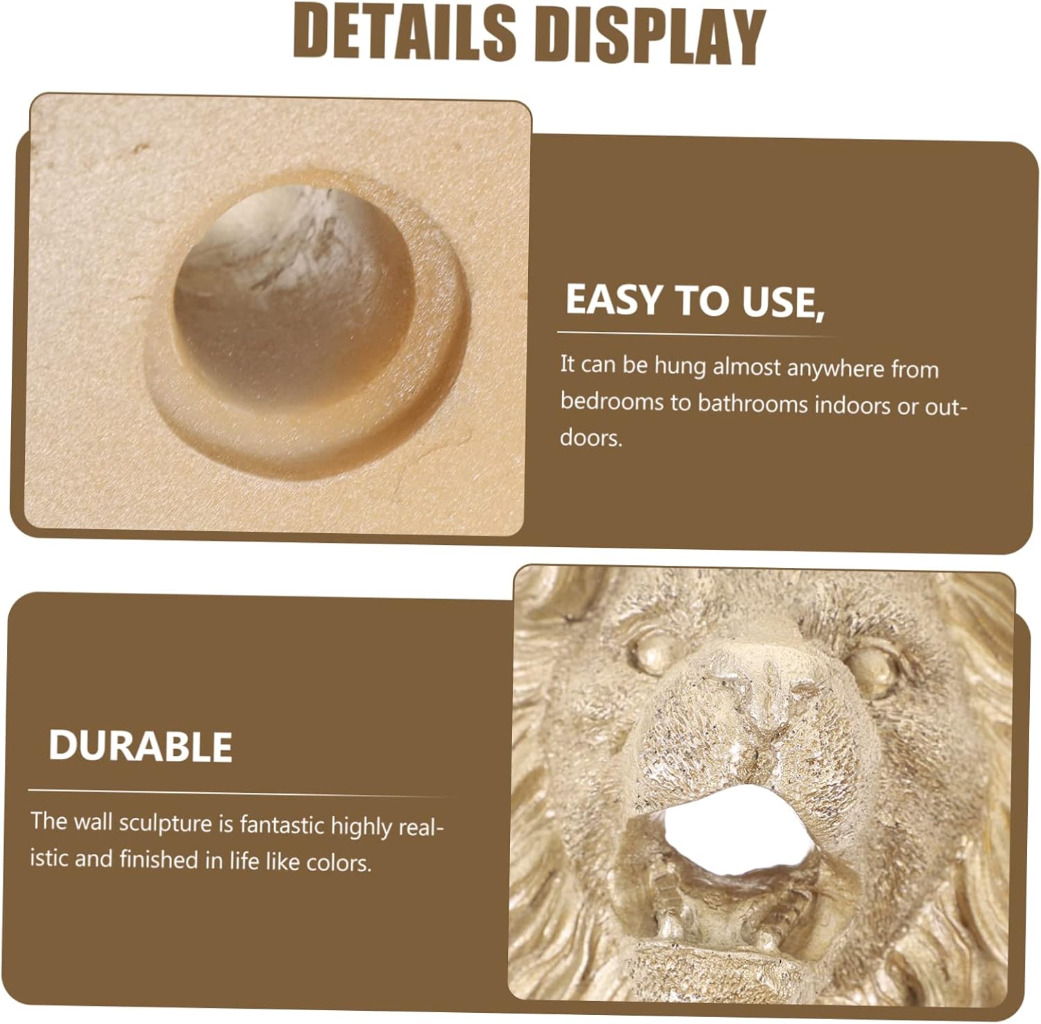 Mikikit Resin Lion Head Water Dispenser Fountain Spout for Pond Decor Outdoor Sprayer Pond Fountain Nozzle