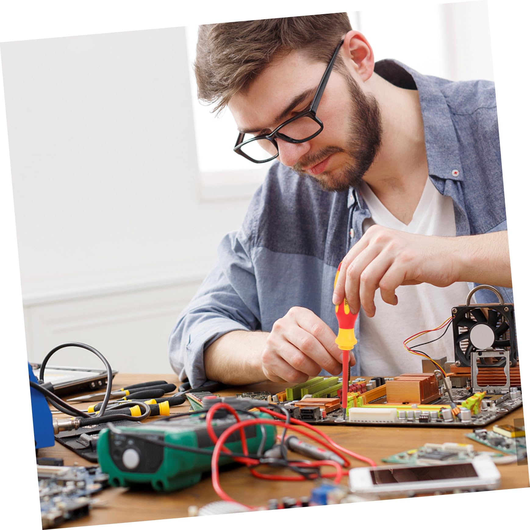 SHINEOFI 5 Set Cacciaviti Isolati e Antiscivolo per Elettricisti Strumenti Elettrici Professionali con Organizzazione Facile e Sicurezza Elettrica per Riparazioni e Ispezioni