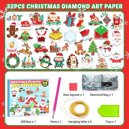 Miniatura 5 de MDCGFOD 33 calcomanías de arte de diamantes 5D para niños, kits por números, lindos animales, arte creativo de diamantes para niños, manualidades