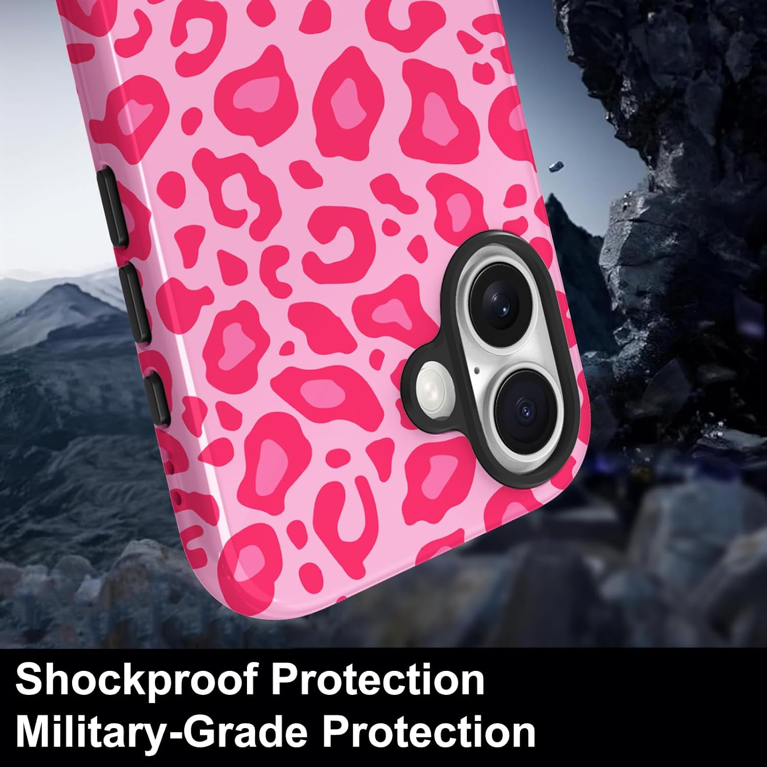 TEAUGHT Compatible with iPhone 17 Case Support for MagSafe Cute Pattern Leopard Cheetah Print Camera Protection Cover for Girls Women -Hot Pink