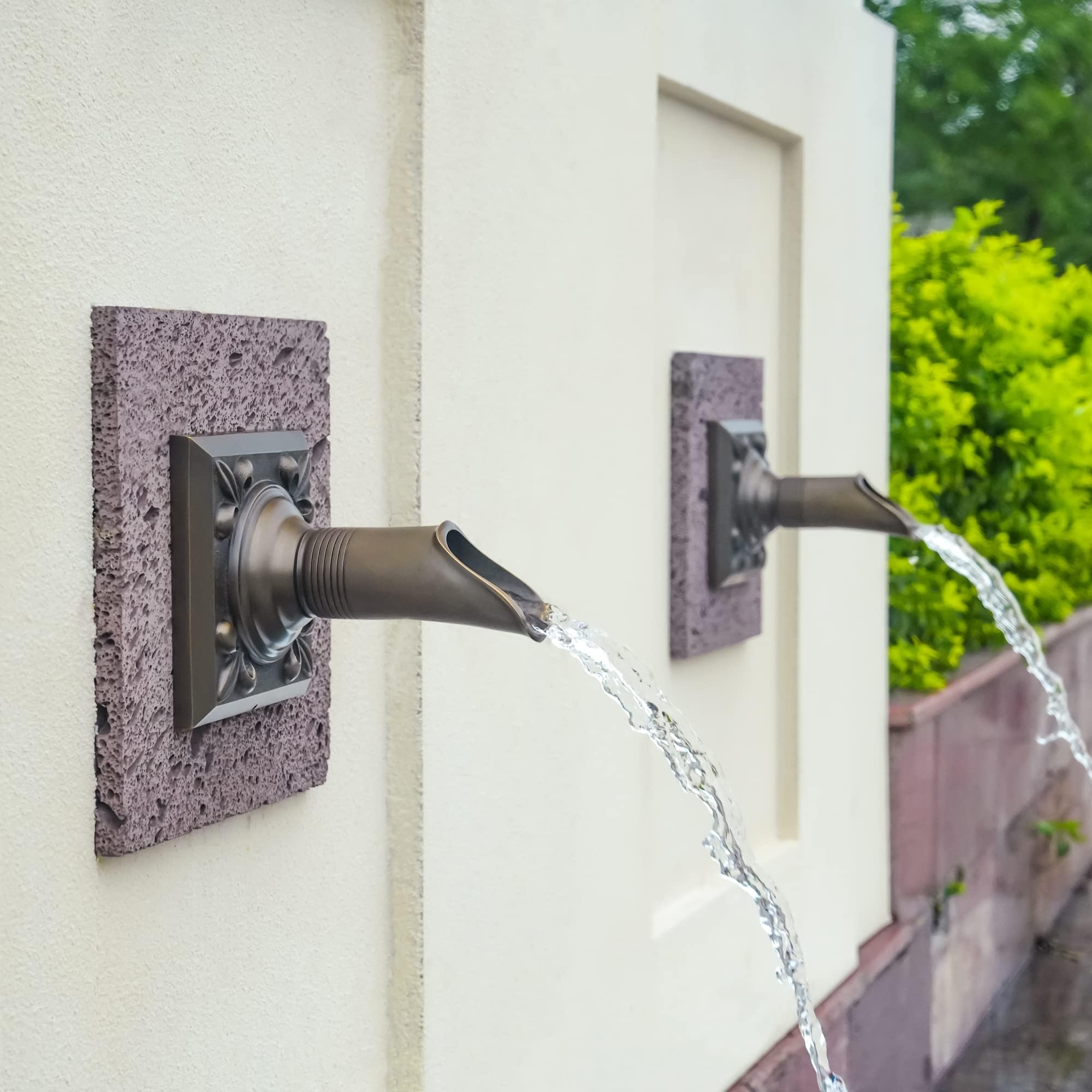 Solid Brass Made Exquisite Handcrafted Waterfall Spout for Landscape, Water Fountain Spout Scupper Luxury Decoration for Pools, Ponds, Water Walls (AR220412-G)