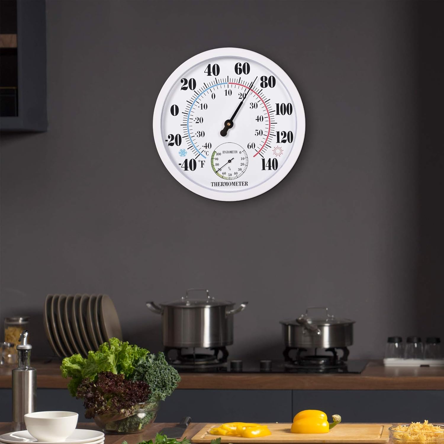 White 10-Inch Indoor Outdoor Thermometer Hygrometer
