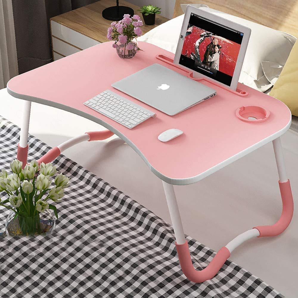 THERESA Laptop Bed Tray Table, Portable Laptop Desk Lap Tablet with Foldable Legs&Cup Slot, Multifunctional Notebook Stand Reading Holder
