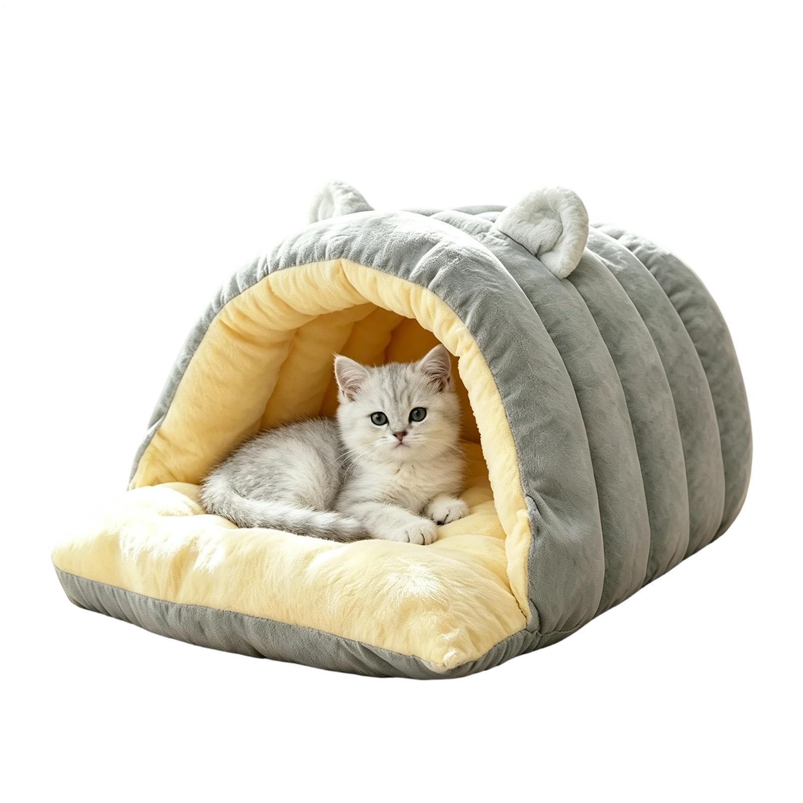 Niche de lit pour chat | Maison douce et chaude avec housse lavable et