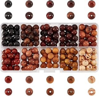 PandaHall 200pcs 10 Colors 8mm Wooden Beads, Natural Round Loose Spacer Craft Beads for Jewelry Making DIY Bracelet Necklace Earrings Easter