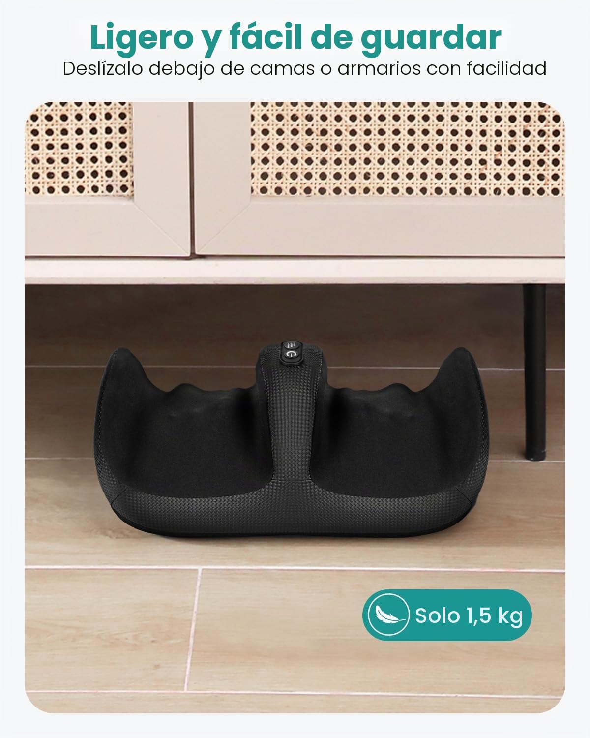 Nekteck Masajeador de Pies con Calor, Máquina de Masaje Shiatsu, Amasado Profundo, Compresión de Aire, Mejora la Circulación Sanguínea, para Uso Doméstico u Oficina (Negro)