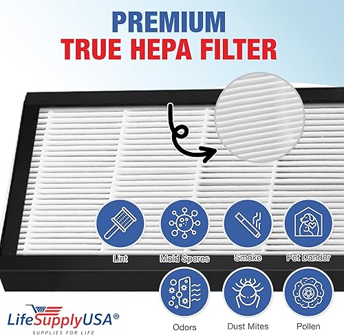 Miniatura 4 de LifeSupplyUSA Filtro de repuesto para filtro de aire HEPA 2 en 1 + carbón activado compatible con purificadores de aire Hunter F1702HE21 HT1702 10200