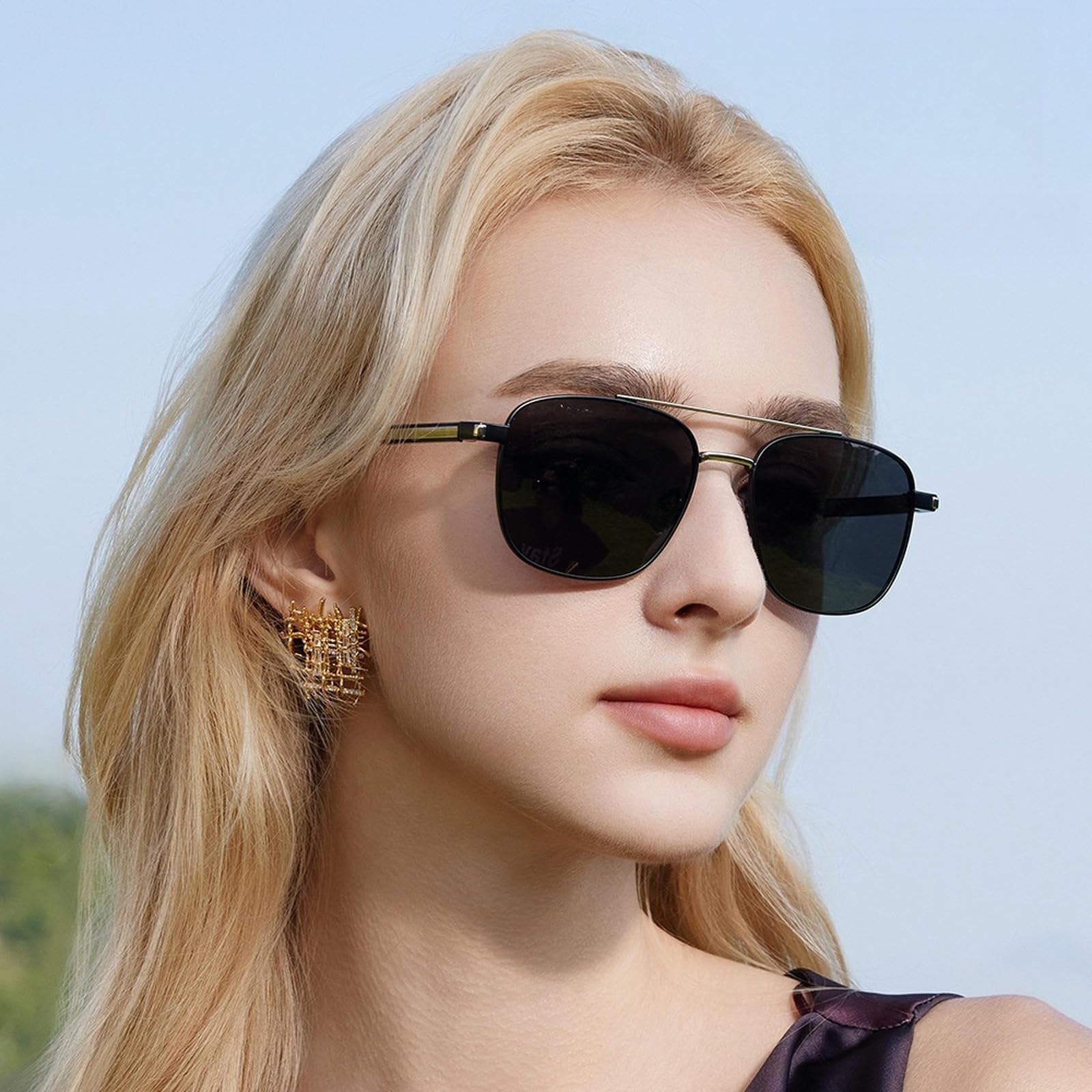 Sonnenbrille Damen Damenmode Quadratische Rahmen Für Reisen Strand Und Fahren Gradient Männer-c32 Silberrahmen Grau
