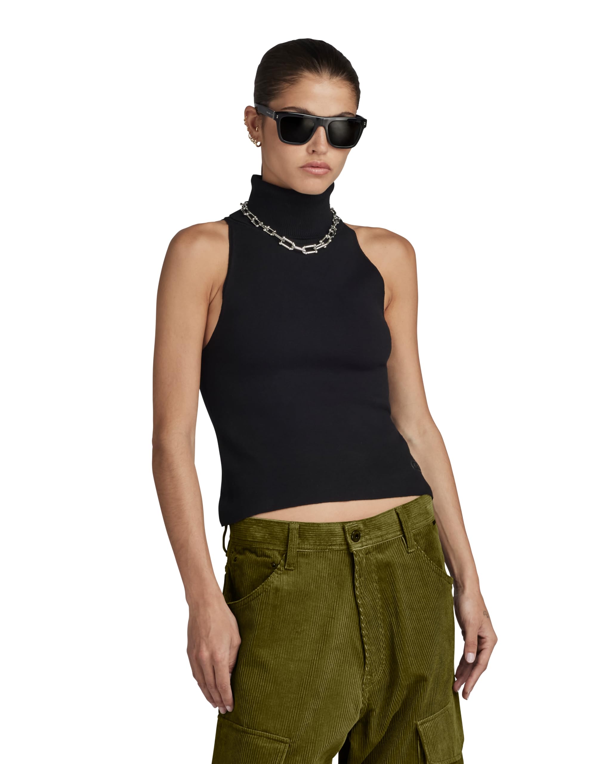 G-Star Women's NY RAW Slim Knitted Top , Black (dk black D24007-D487-6484), M