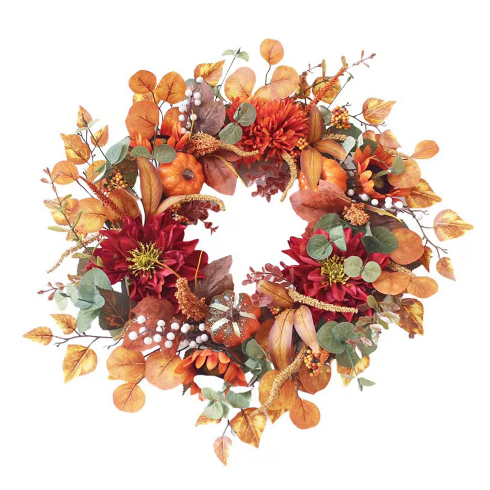 WFLUOLUO Fall Decor 24 Inch Fall Wreaths for Front Door Autumn Pumpkins ...