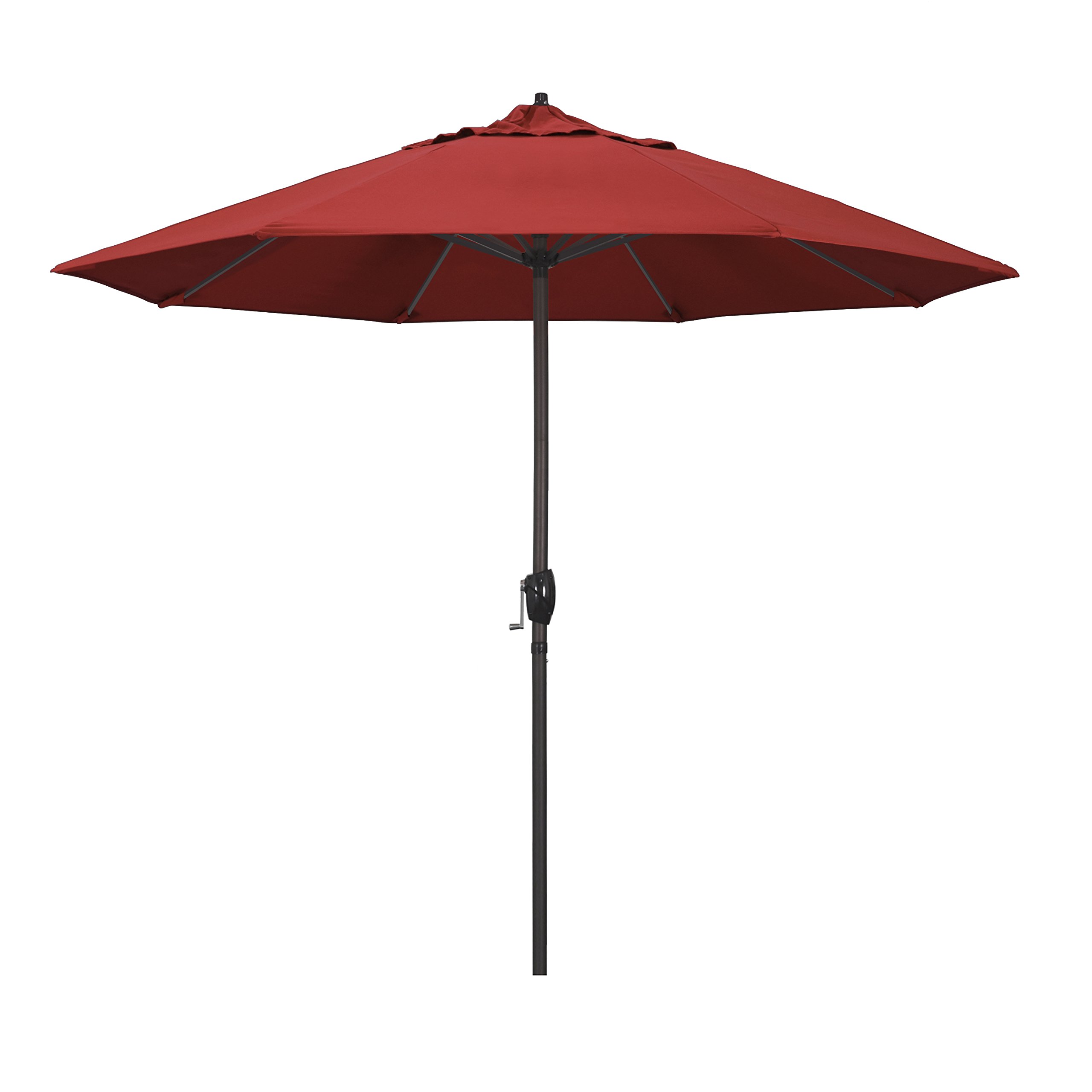 California 9-Feet Parasolka Olefinowa Tkanina Aluminiowa Auto Tilt Market Parasolka z Brązowym Pole Red 9' Okrągły Czerwony