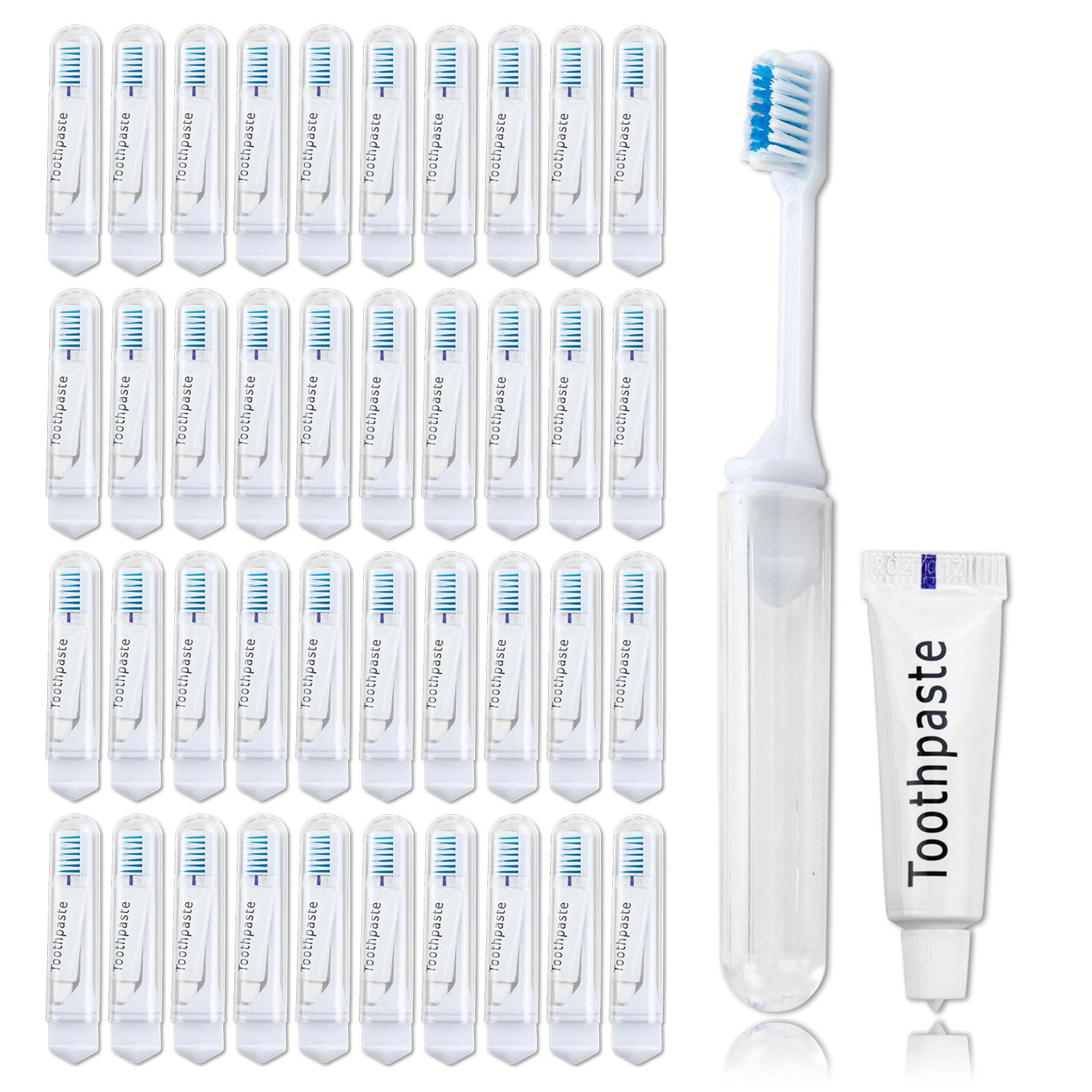 Travel Toothbrush, Toothbrush And Toothpaste Travel, Individually Packaged With Storage Box, Foldable Storage, Toothbrush Travel Size Is Suitable For Travel, Camping, Business Trip (PACK-20)