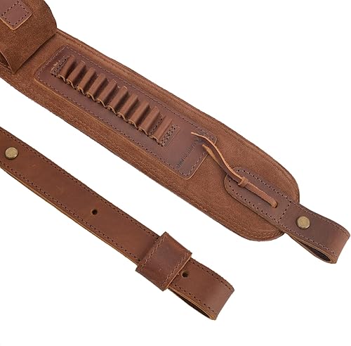 Miniatura 8 de Soporte de munición de cuero de grano superior, escopeta para rifle, correa ajustable para pistola de caza con giros
