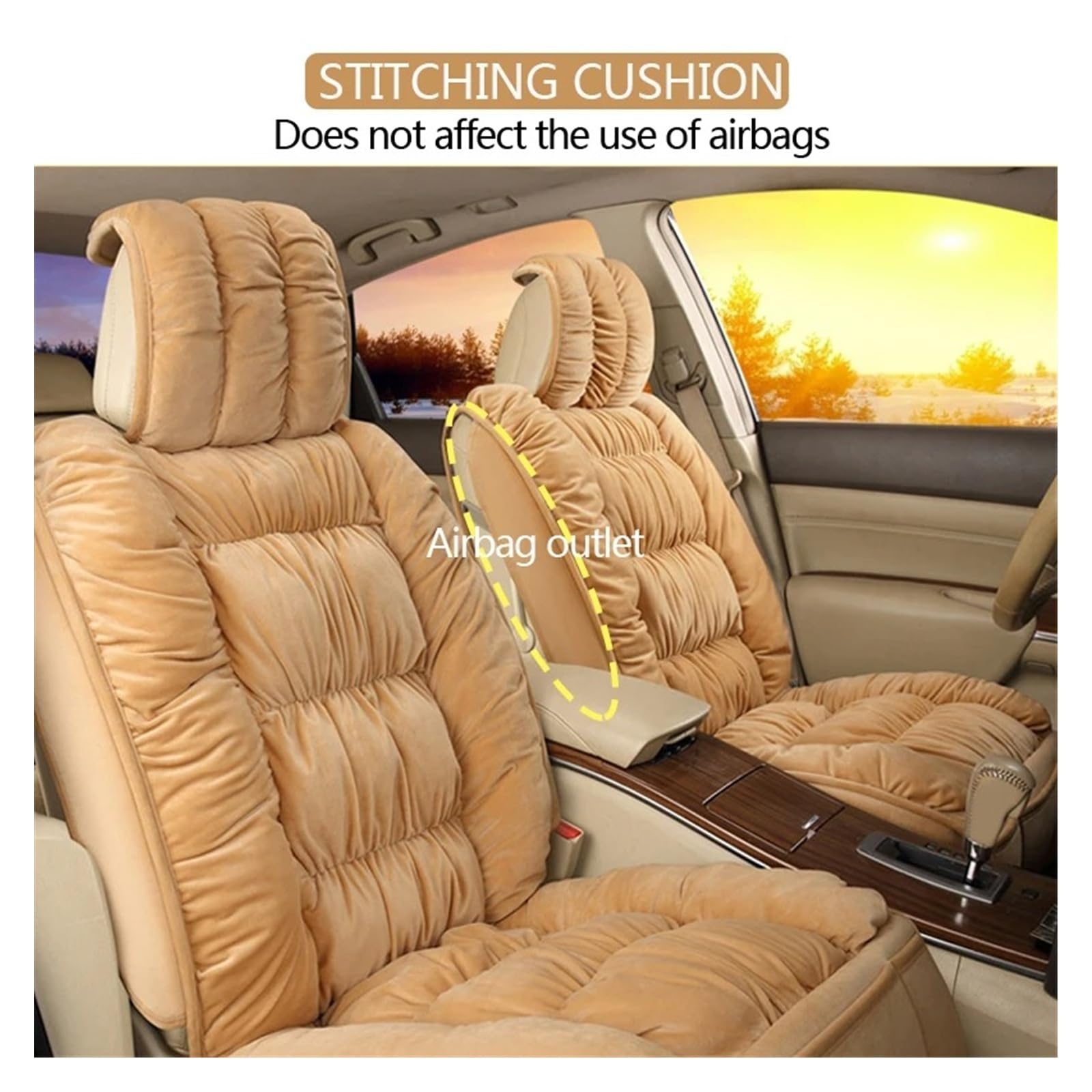 Fundas Suaves Felpa para Asientos Coche Funda Protectora Cojín Conjunto Universal Invierno Accesorios Interiores para Automóviles Cubre Universal