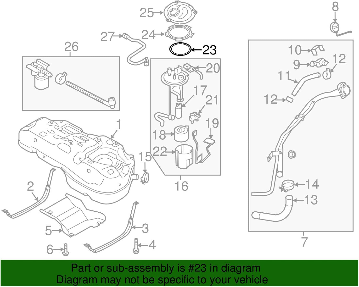Kia 31123-2G100, Fuel Pump Tank Seal