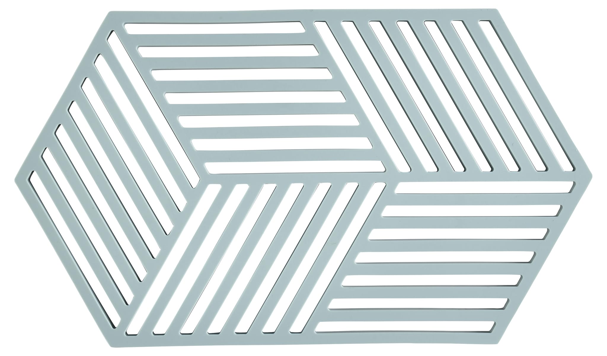 Zone Denmark Sottopentola esagonale in silicone resistente al calore, pratico e decorativo, lavabile in lavastoviglie, 24 x 14 cm, blu nebbia