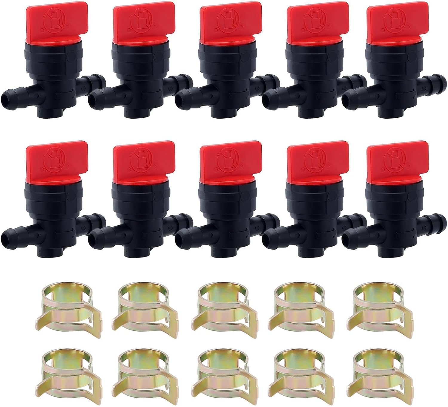 HIPA 10-Pack 1/4" Inline Fuel Shut-Off Valve for John Deere Kohler Kawasaki Lawn Mowers - Replaces 494768 493960 698183