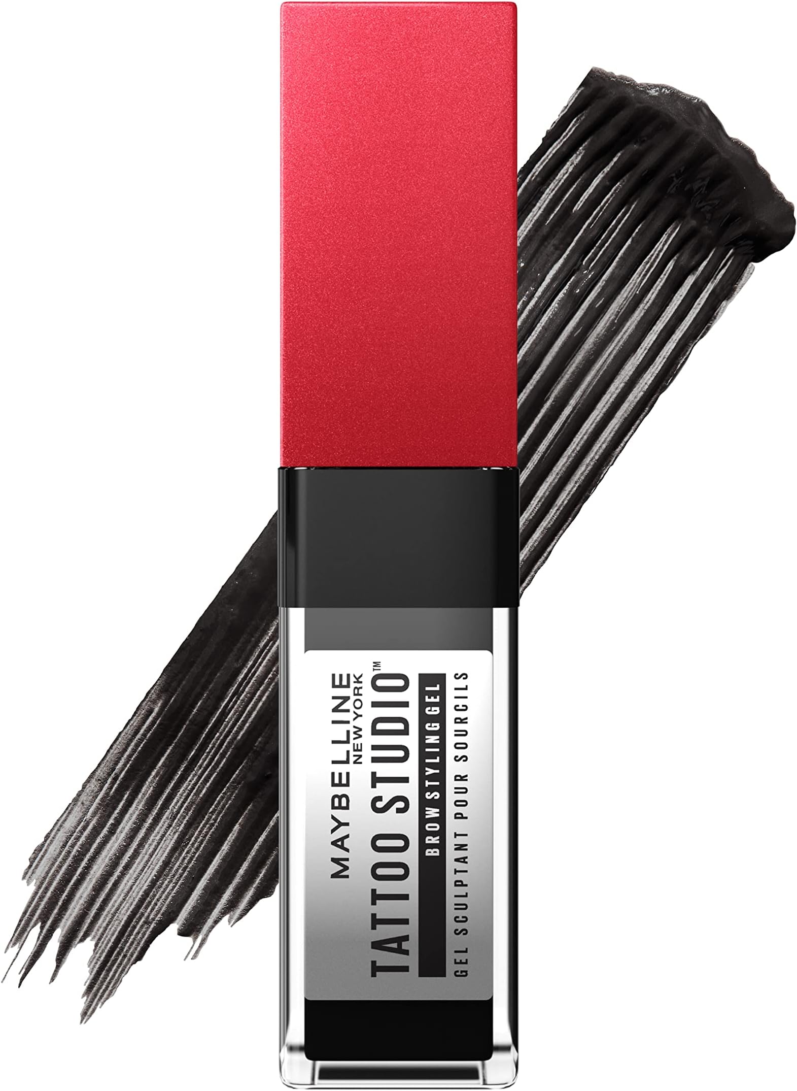 Maybelline Tattoo Studio Brow Styling Gel, Waterproof Eyebrow Make Up, Brow Tint for Up to 36HR Wear, Black, 1 Count