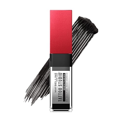 Maybelline Tattoo Studio - Gel para peinar cejas, maquillaje impermeable para cejas, tinte de cejas para hasta 36 horas de uso, negro, 1 unidad