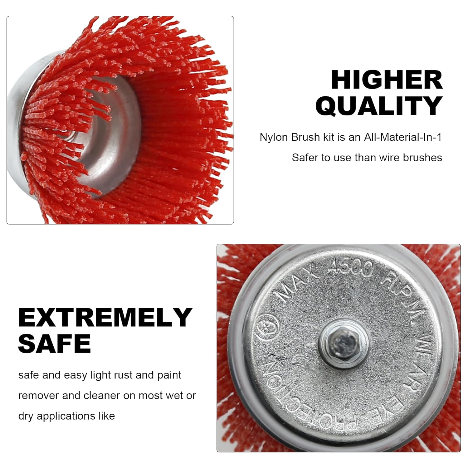 9Pcs Nylon Filament Abrasive Wire Brush Wheel & Cup Brush Set with 1/4 Inch Hex Shank 3 Sizes and Color Nylon Drill Brush Set Remove Rust, Corrosion, Paint, 80 Grit, 120 Grit, 240 Grit