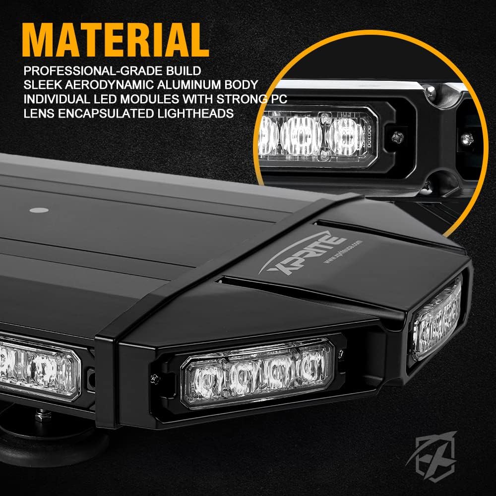 Greatest Product Xprite 27 White Amber Emergency Strobe Light Bar, Black Hawk High Intensity LED Warning Security Rooftop Caution Lightbar for Tow Trucks Construction Vehicle Patrol Cars Snowplow Safety Review Product Xprite 27 White Amber Emergency Strobe Light Bar, Black Hawk High Intensity LED Warning Security Rooftop Caution Lightbar for Tow Trucks Construction Vehicle Patrol Cars Snowplow Safety