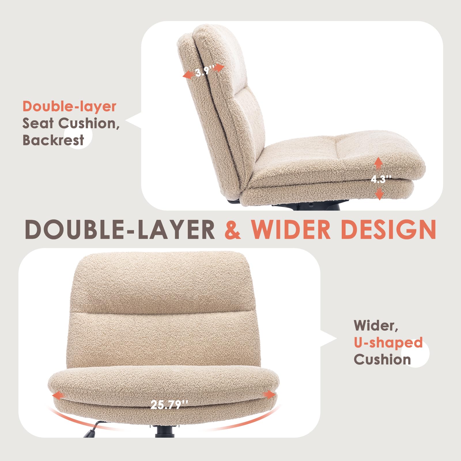 Desk Chair Criss Cross Chair, Armless Legged Office No Wheels