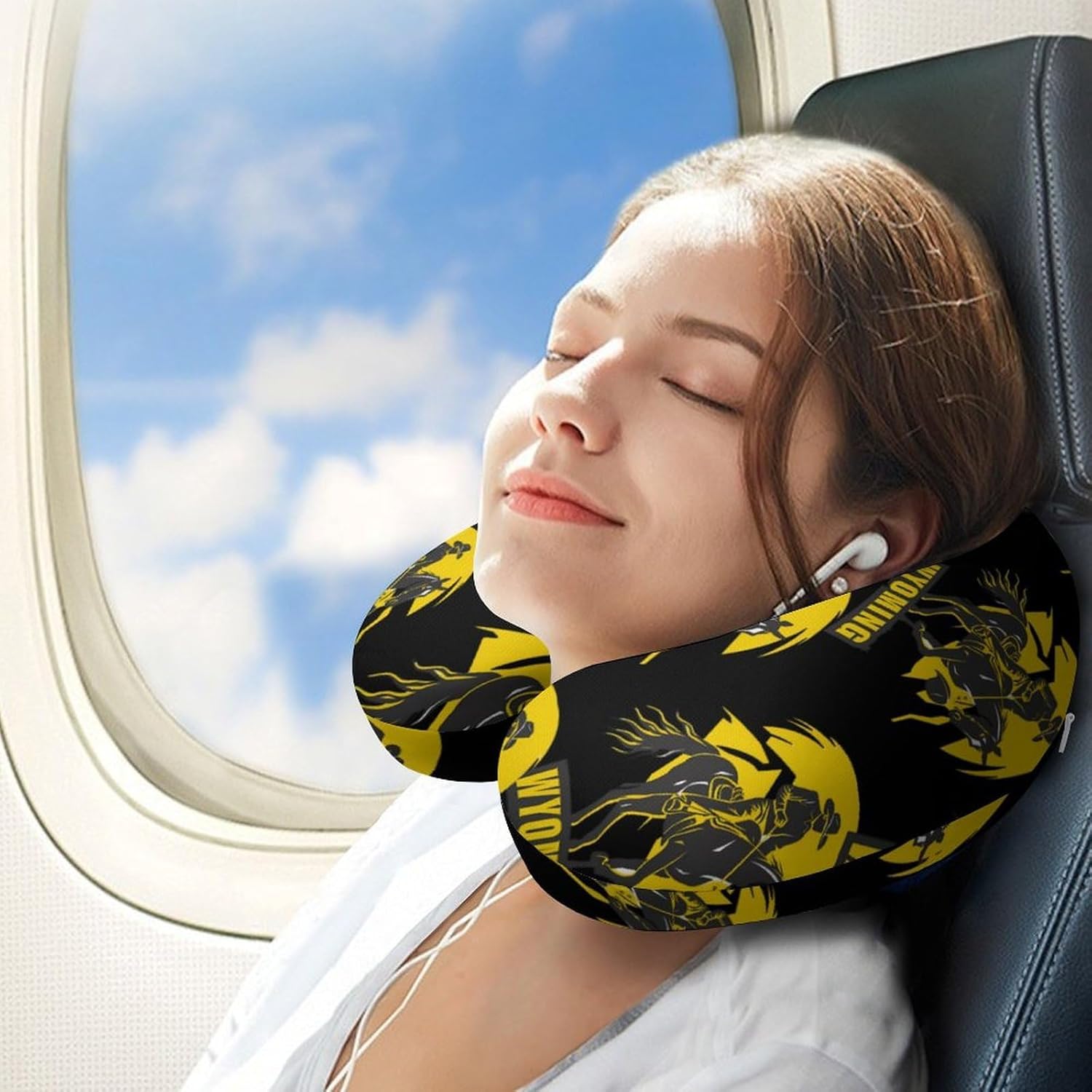 Wyoming Flag Travel Pillow U Shape Neck Pillow Washable Pillowcase for Sleeping Chair