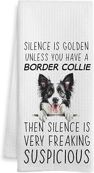 Funny Border Collie Gifts Kitchen Towels, Dog Lovers Gifts Dish Tea Towels, Border Collie Gifts for Women Men Decorative Hand Towel for Bathroom, Dog Bathroom Decor, 16x24 Inch