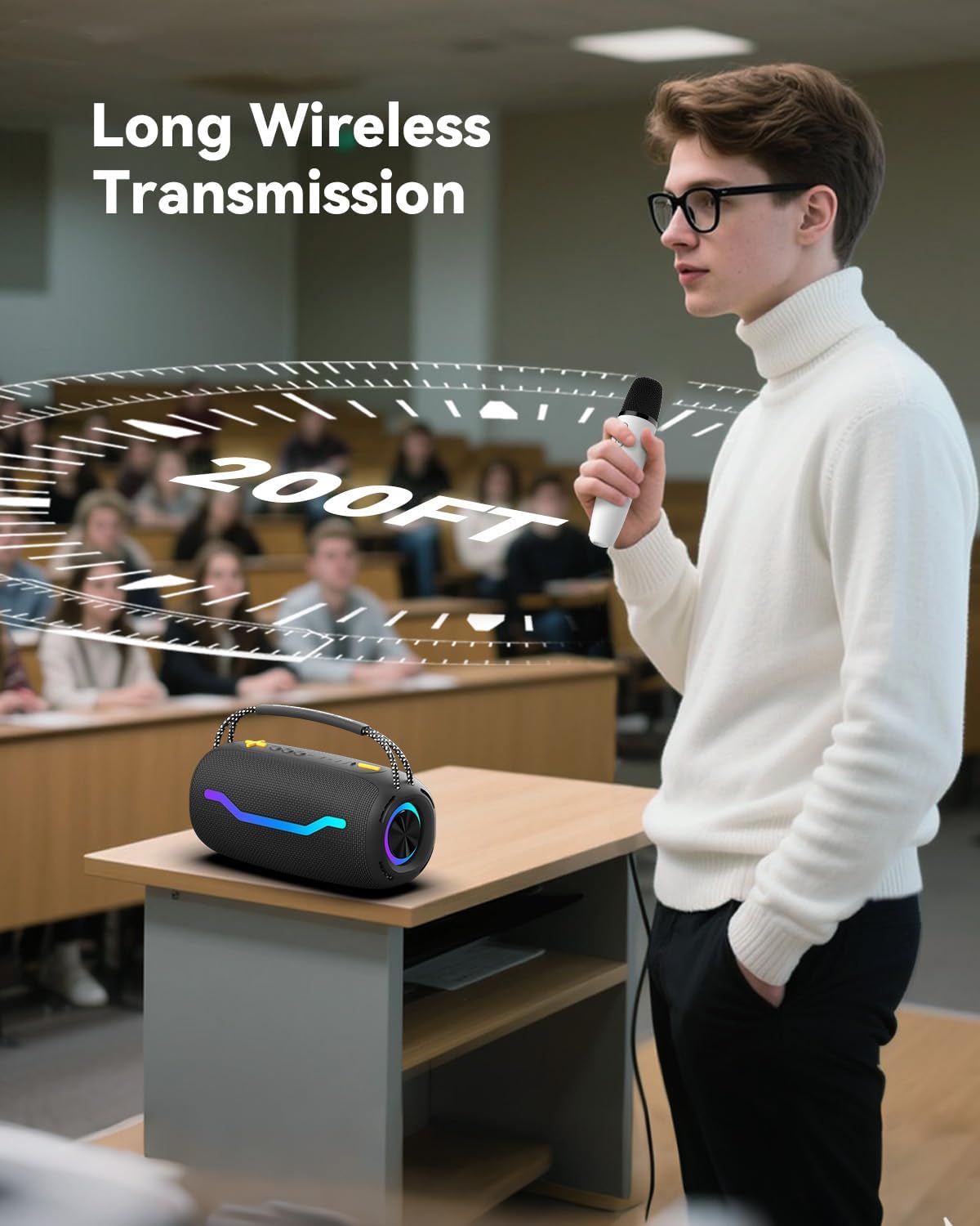 Diagram illustrating the 8 sound effects available on the microphone.