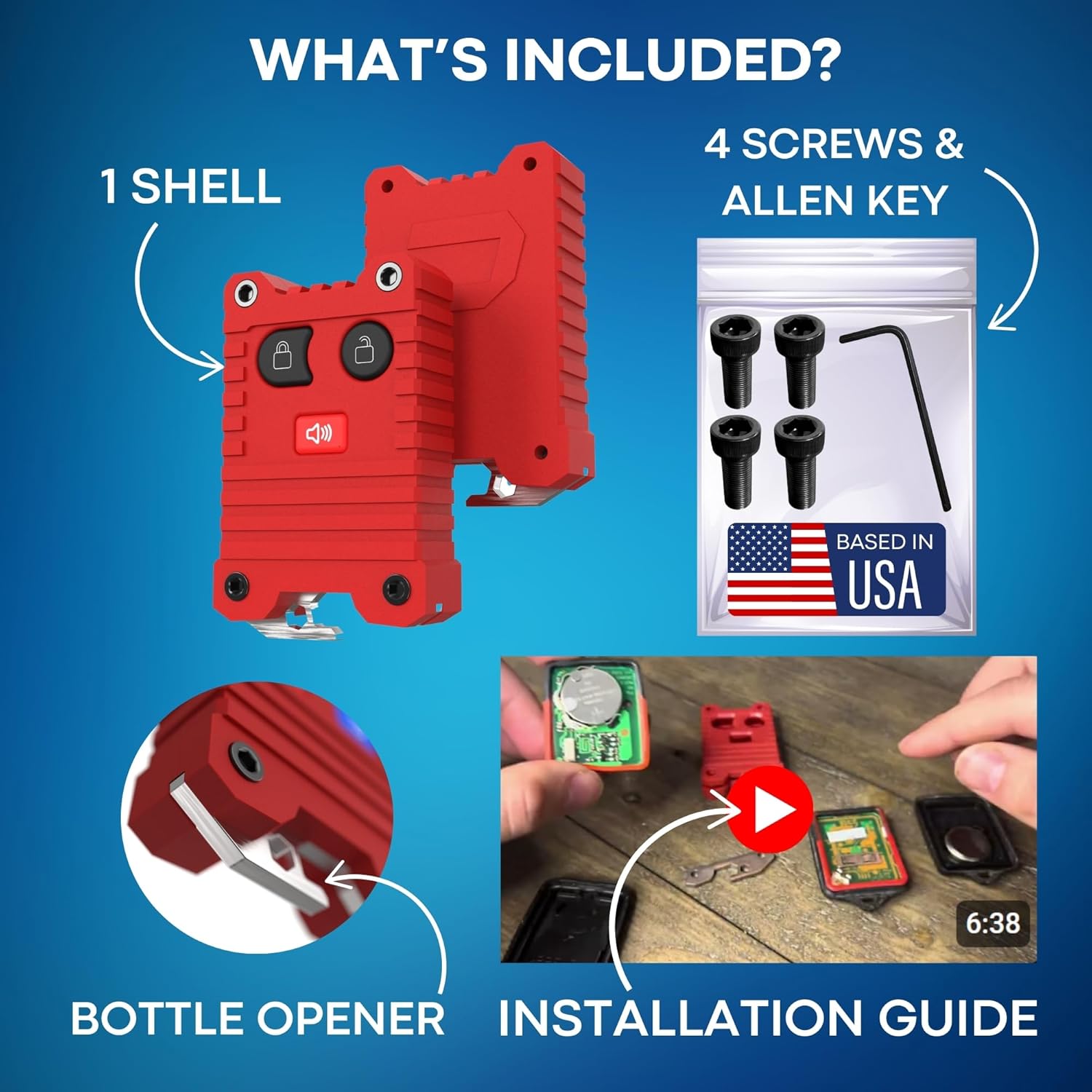 Upgraded Key Fob Case for Ford - 3 & 4 Button Key Cover - Durable Protection - Anti-Slip Grip - Easy Installation - Compatible for Ford F-Series, Explorer, Edge & More (Red Fob, 3 Button)
