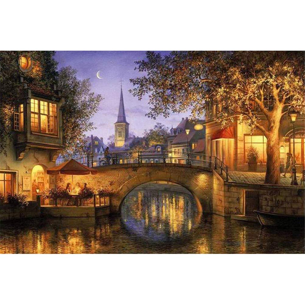 Diamond painting 5D nuit de ville pour illuminer votre salon en 80x100cm