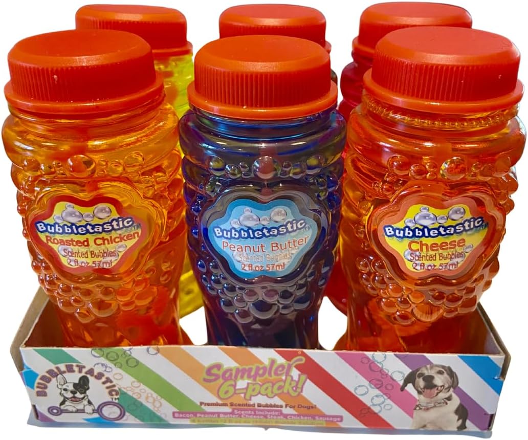 Bubbletastic Dog Bubble Sampler 6 Pack, Six Different Dog Bubble Scents, Total 12 oz