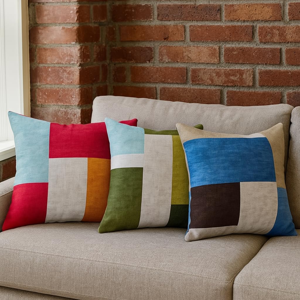 Brooklyn-Red Decorative Throw Pillow Cover 20x20, Cotton Dobby, Made in Korea