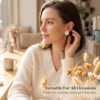 Gold Flower Statement Earrings for Women, Large Chunky Bohomian Summer Beach Floral Earring, Irregular Bold Exaggerated Earrings