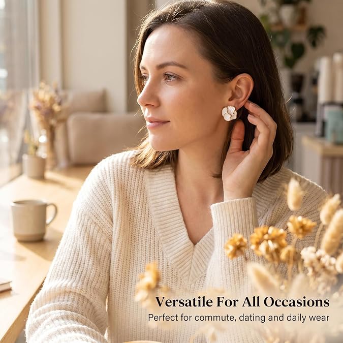 Gold Flower Statement Earrings for Women, Large Chunky Bohomian Summer Beach Floral Earring, Irregular Bold Exaggerated Earrings