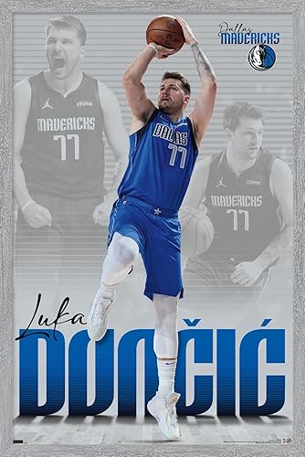 Miniatura 12 de Trends International NBA Dallas Mavericks - Póster de pared de Luka Doncic 22, 22.375 x 34 pulgadas, versión enmarcada en negro Versión enmarcada