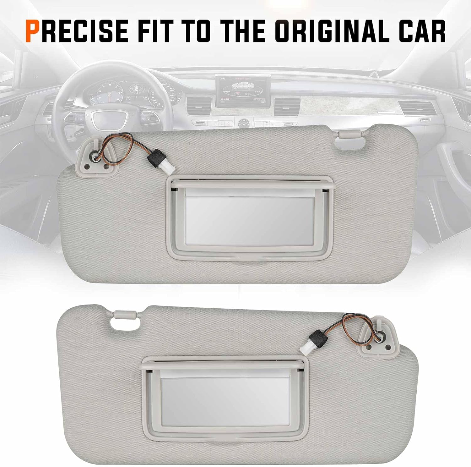 YOUXMOTO Grey Sun Visor for Nissan Murano 2009 2010 2011 2012 2013 2014, Left Driver and Right Passenger Side, Replaces# 96401-1AA1B 96400-1AA1B, with Vanity Mirror & Light 1 Pair