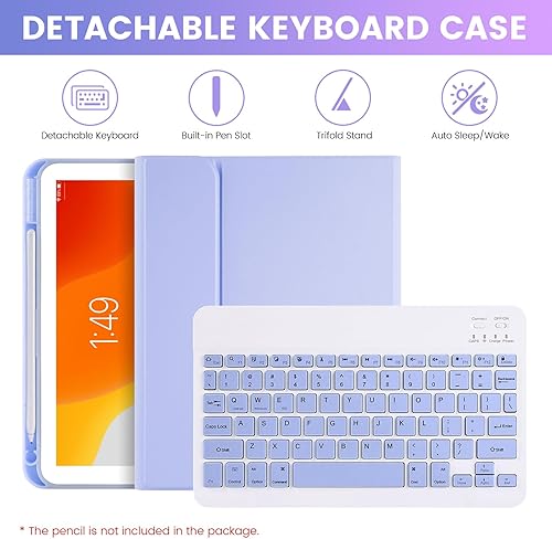 Miniatura 4 de LAMA Funda de teclado inalámbrico con mouse para iPad de 10.2 pulgadas, 9 8 y 7 generación, teclado Bluetooth desmontable con soporte para lápiz