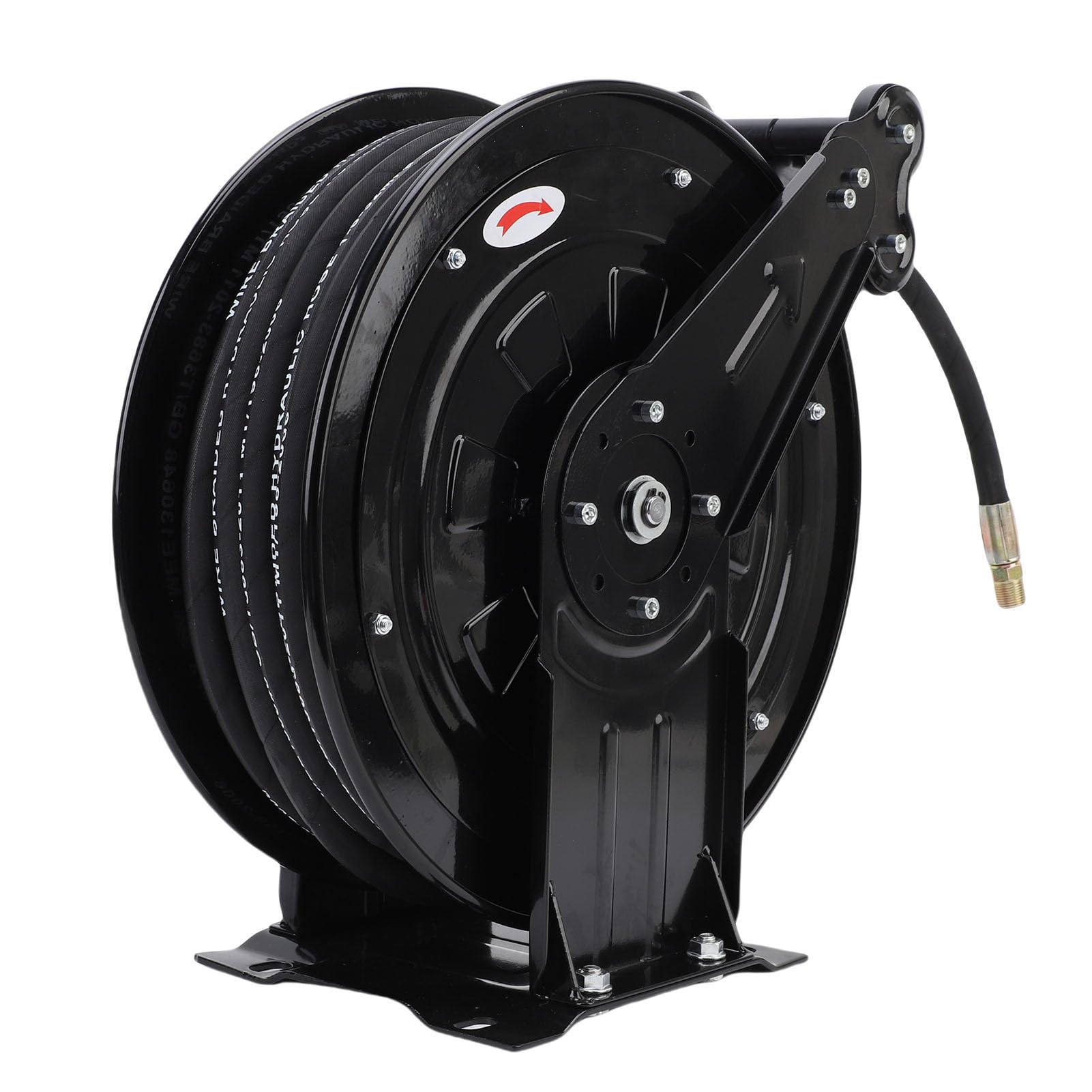 Carrete de Manguera para Lavadora de Alta Presión, Rebobinado Automático Resistente, Retráctil para Jardinería y Mantenimiento de Automóviles, Acero Al Carbono, 32,81 Pies