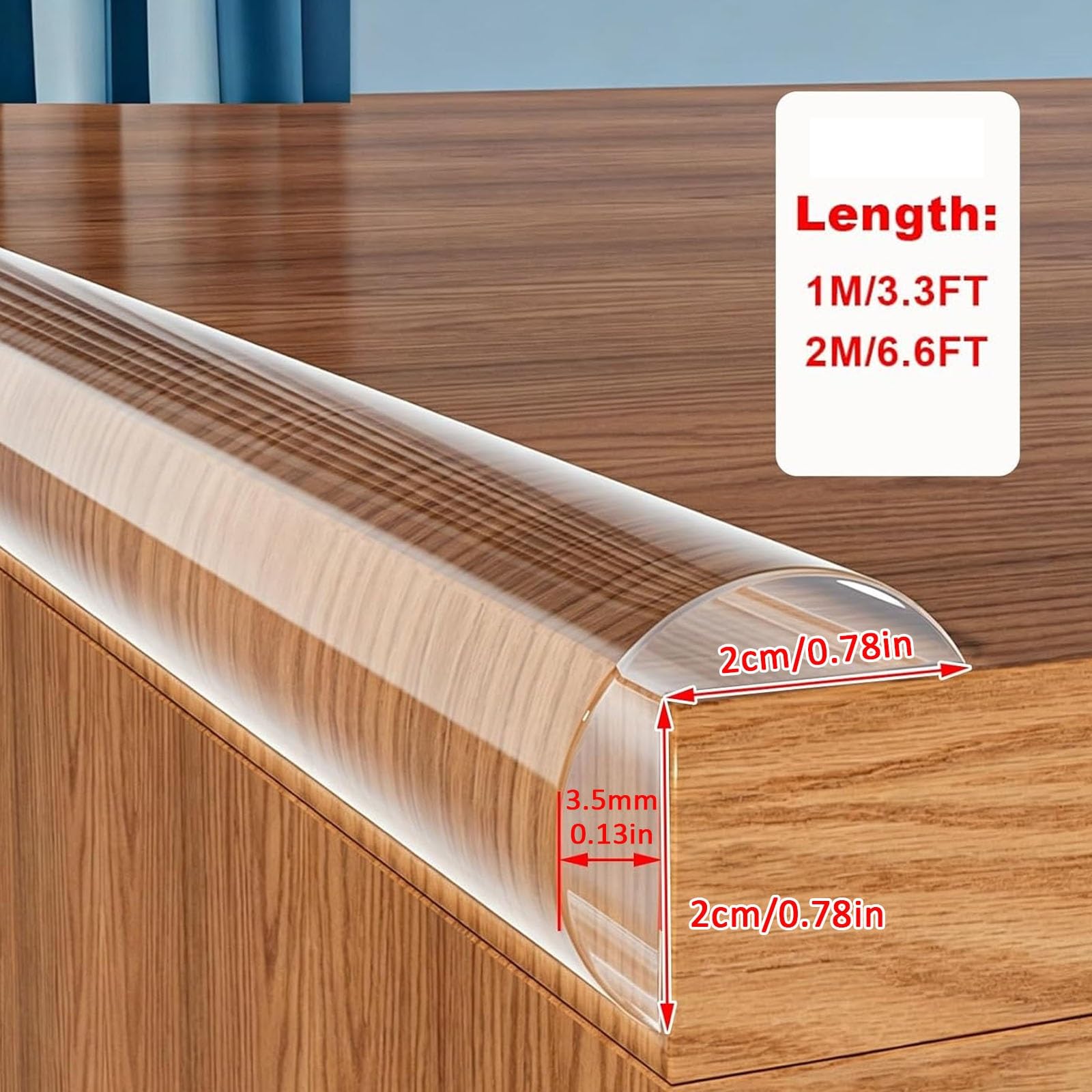 Tira Protectora de Bordes Transparente, Protectores para Muebles, Esquineros de Silicona Suave Y Gruesa para Paredes de Garaje Y Estanterías(2M/6.6FT)