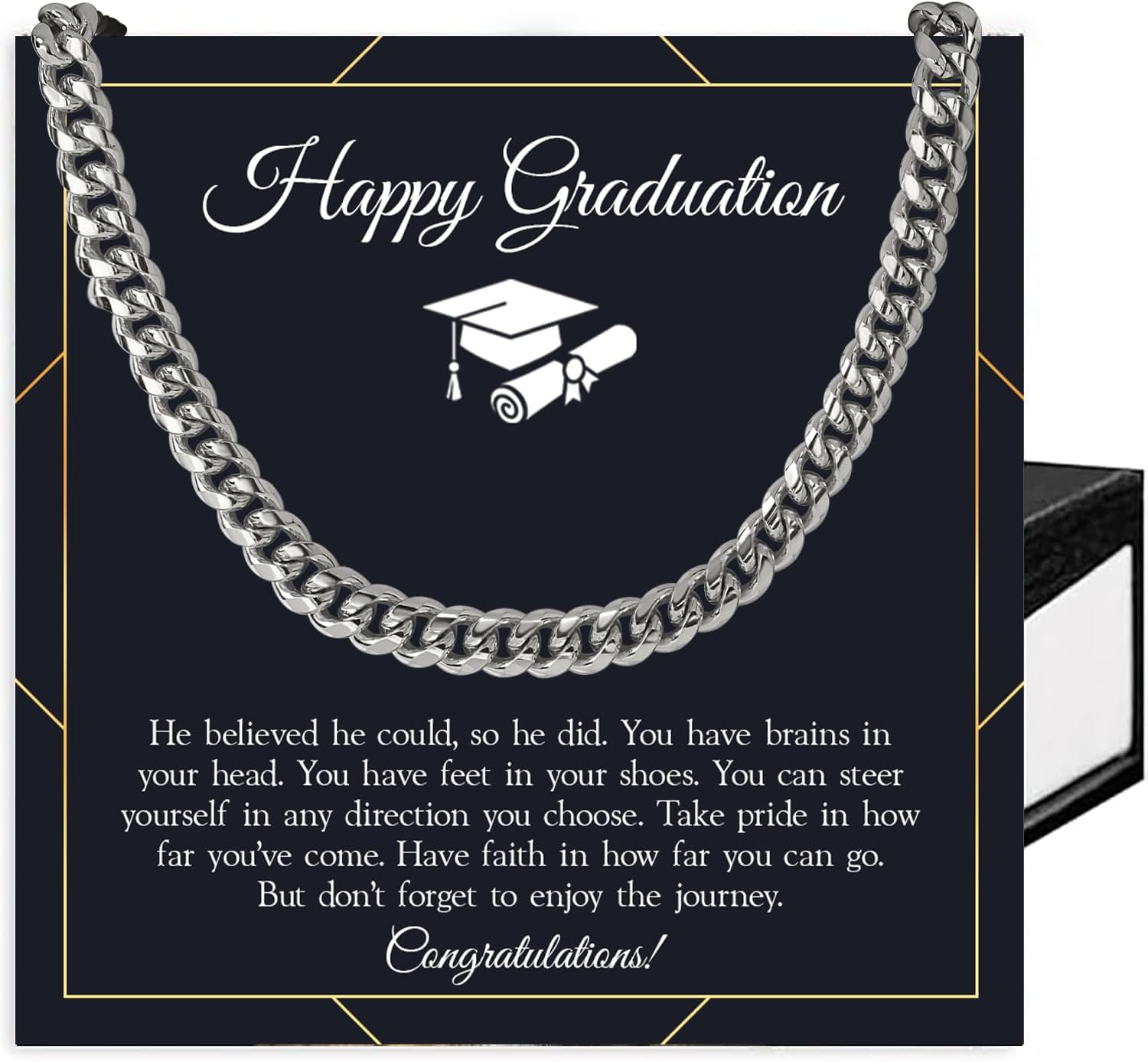 Graduation Necklace 2026, Graduation Gift for Him, Class of 2026 Necklace Gift, Senior Gifts, Graduation Jewelry Congrats For Son, Grandson, Brother, Bonus Son