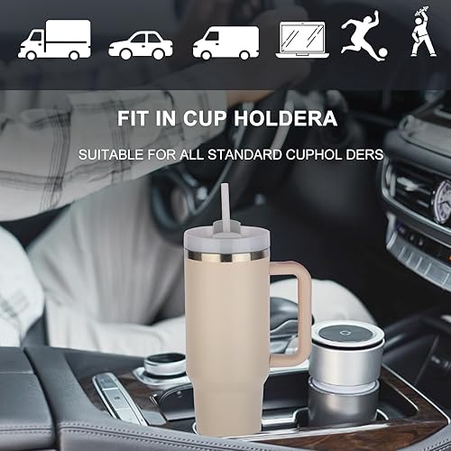 Miniatura 6 de YTTL Vaso de 40 onzas con asa y popote, vaso aislado de 40.6 fl oz, reutilizable, acero inoxidable, aislamiento térmico, vaso a prueba de fugas,