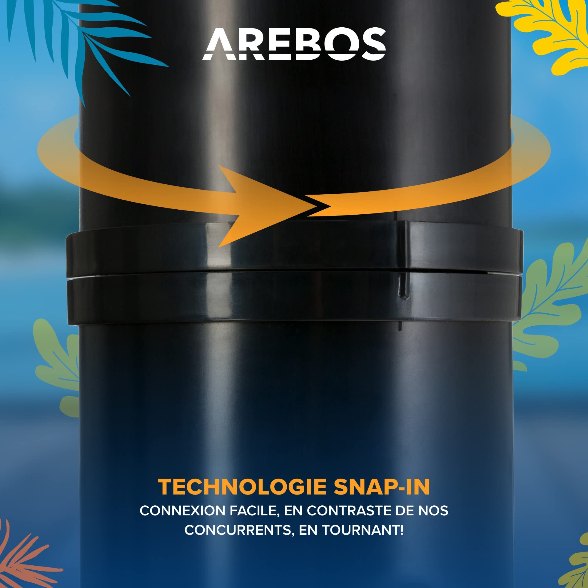 AREBOS Douche Solaire| 20 litres | 221cm | avec thermomètre intégré | pommeau de Douche Rond | avec Douche de Pied | Douche de Jardin avec raccord pour Tuyau d'arrosage | Technologie Snap-in Noir